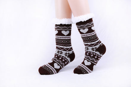Striped Knitted Socks with Heart Design