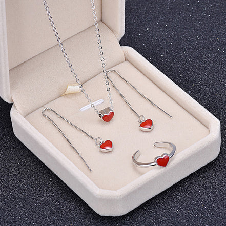 Red Heart Lock Necklace - Simple Love Design
