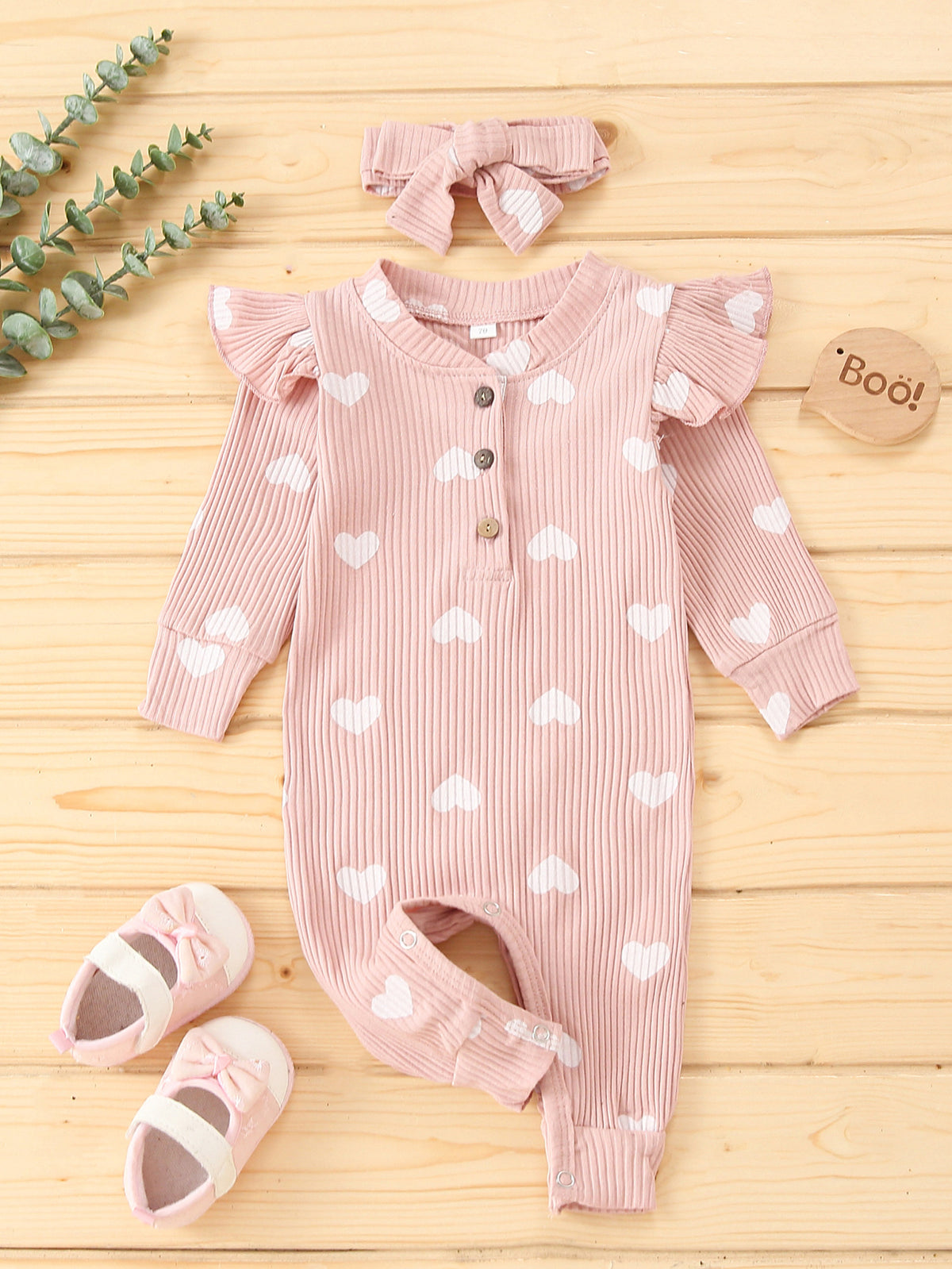 Autumn/Winter Kids Clothing Set with Heart Print