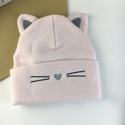 Embroidered Cat Ear Knitted Winter Hat