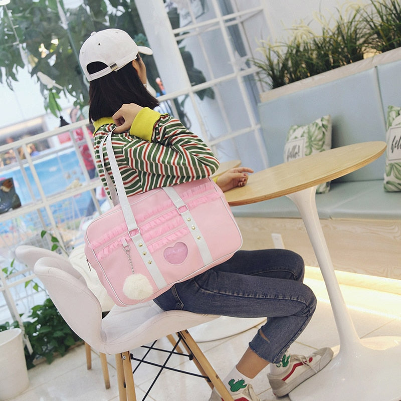 Cute Japanese Style Shoulder Bag with Heart Design