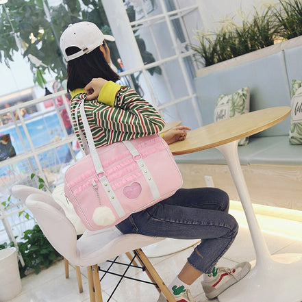 Cute Japanese Style Shoulder Bag with Heart Design