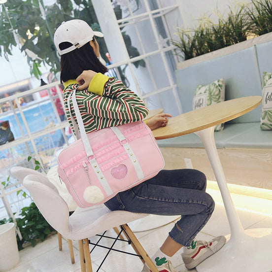 Cute Japanese Style Shoulder Bag with Heart Design