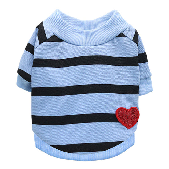 Striped Heart Sweater for Dogs - Spring/Summer Wear