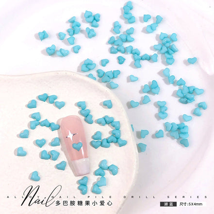Dopamine Candy Heart Resin Nail Art Decorations (100 pcs)