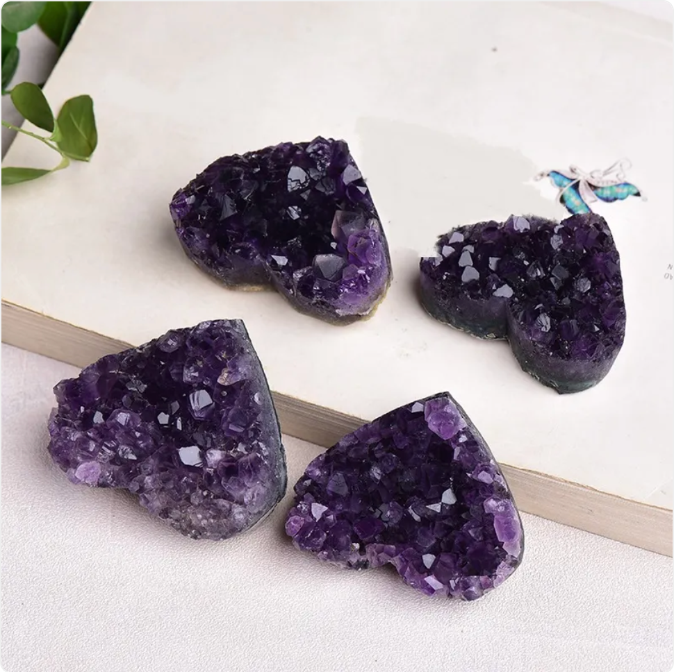 Natural Heart-Shaped Uruguay Amethyst Cluster