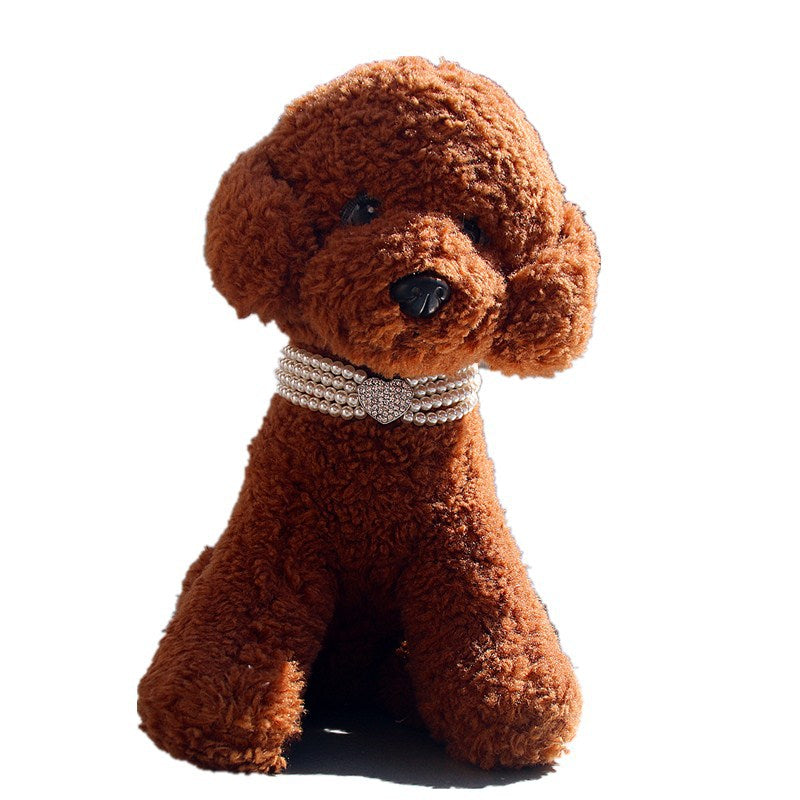 Four Rows of Pearl Heart-Shaped Pet Collar