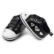 Shiny Leather Heart Soft Sole Baby Walking Shoes