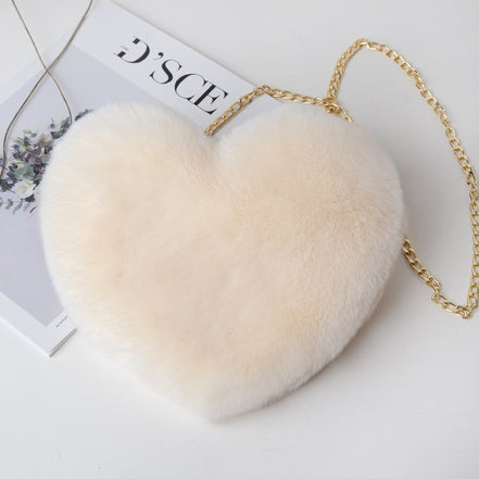 Fashion Heart-Shaped Plush Shoulder Chain Bag