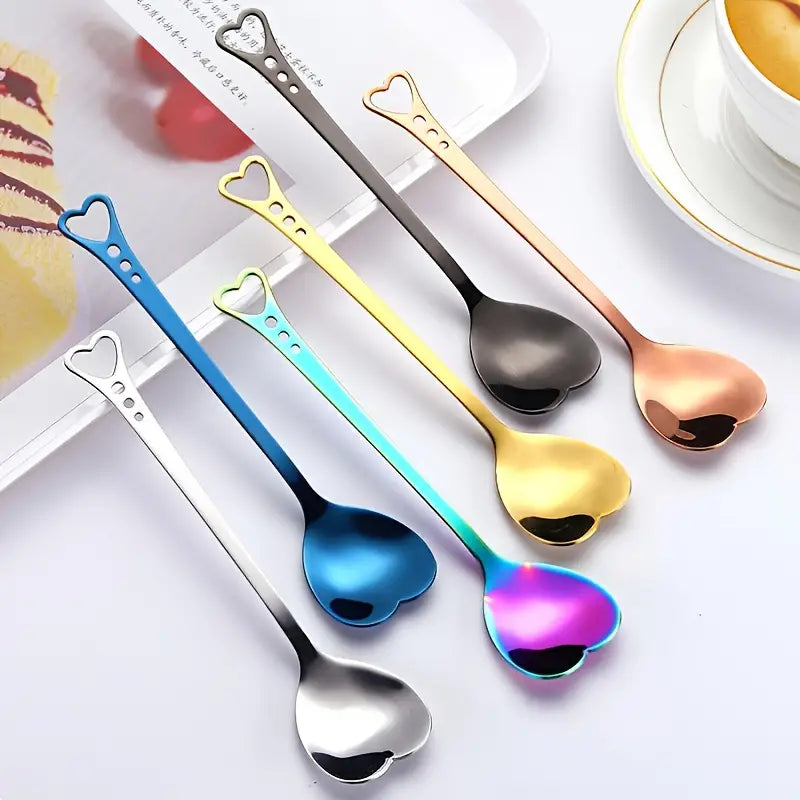 Heart Shaped Stainless Steel Spoons Set for Desserts