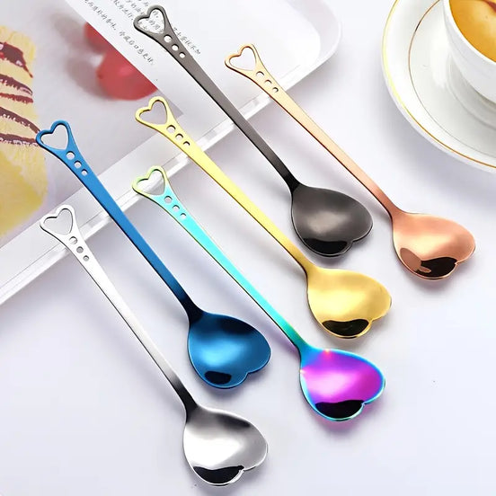 Heart Shaped Stainless Steel Spoons Set for Desserts