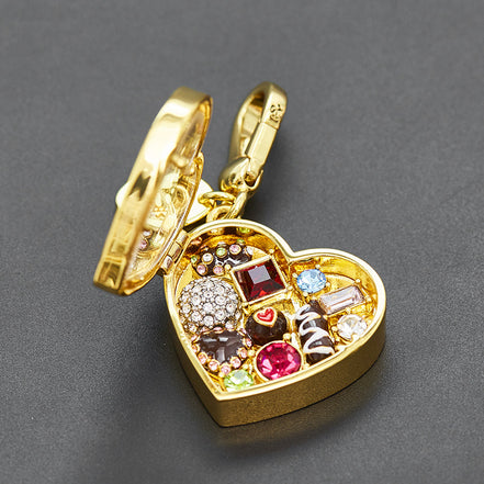 Fashionable Transparent Heart-Shaped Chocolate Box Keychain