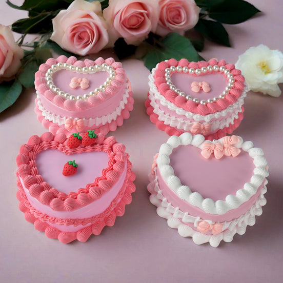 Heart-shaped cream cake model jewelry box, heart-shaped double-layer coetic  box