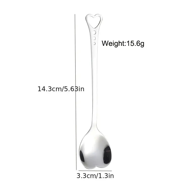 Heart Shaped Stainless Steel Spoons Set for Desserts