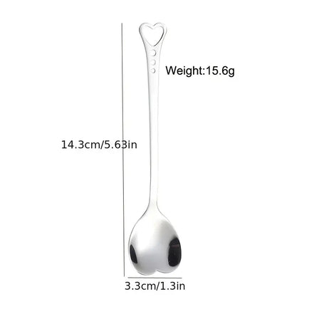 Heart Shaped Stainless Steel Spoons Set for Desserts