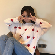 Loose Knit Heart Sweater