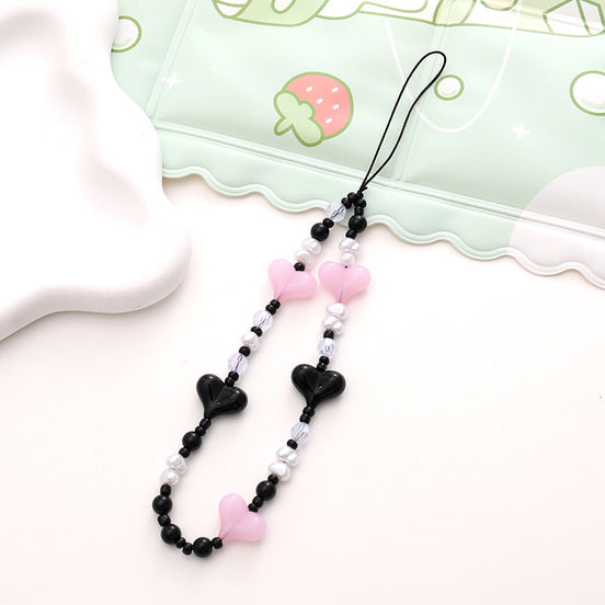 Colorful Heart Bead Phone Wrist Strap