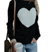 Heart Sweater, Long Sleeve Knit Top, Heart Base Layer