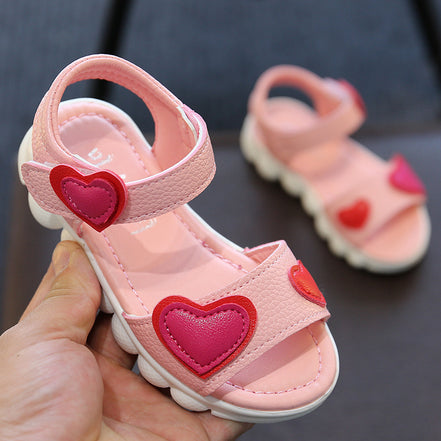 Children's Heart Design Open-Toe Velcro Sandals