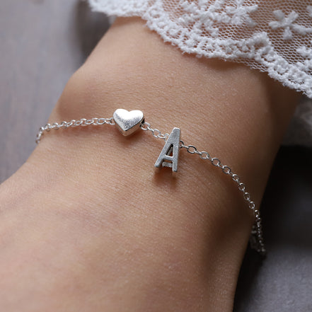 Fashionable Alloy Heart Letter Bracelet for Wholesale