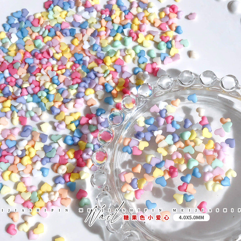 Dopamine Candy Heart Resin Nail Art Decorations (100 pcs)