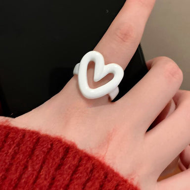 Adjustable Drip Glazed Heart-Shaped Ring for Women