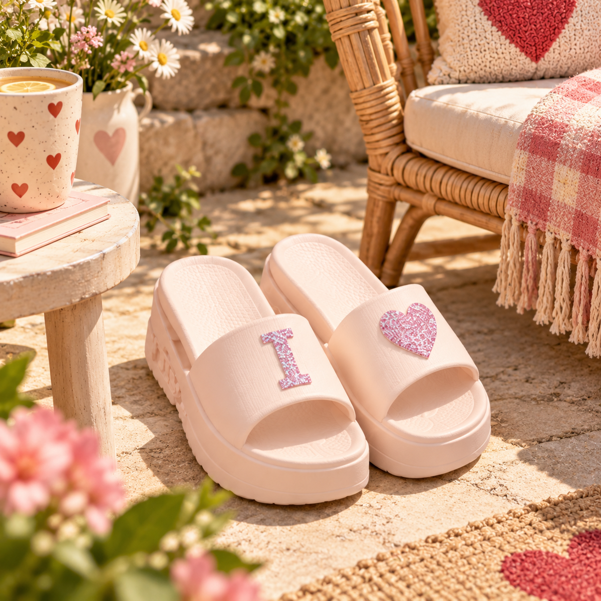 Cute Heart Slippers for Women