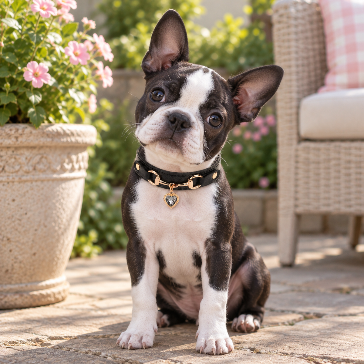 Rhinestone Heart Pet Collar