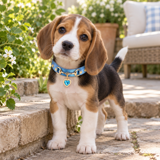Rhinestone Heart Pet Collar