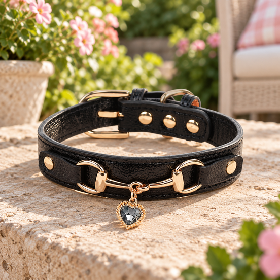 Rhinestone Heart Pet Collar