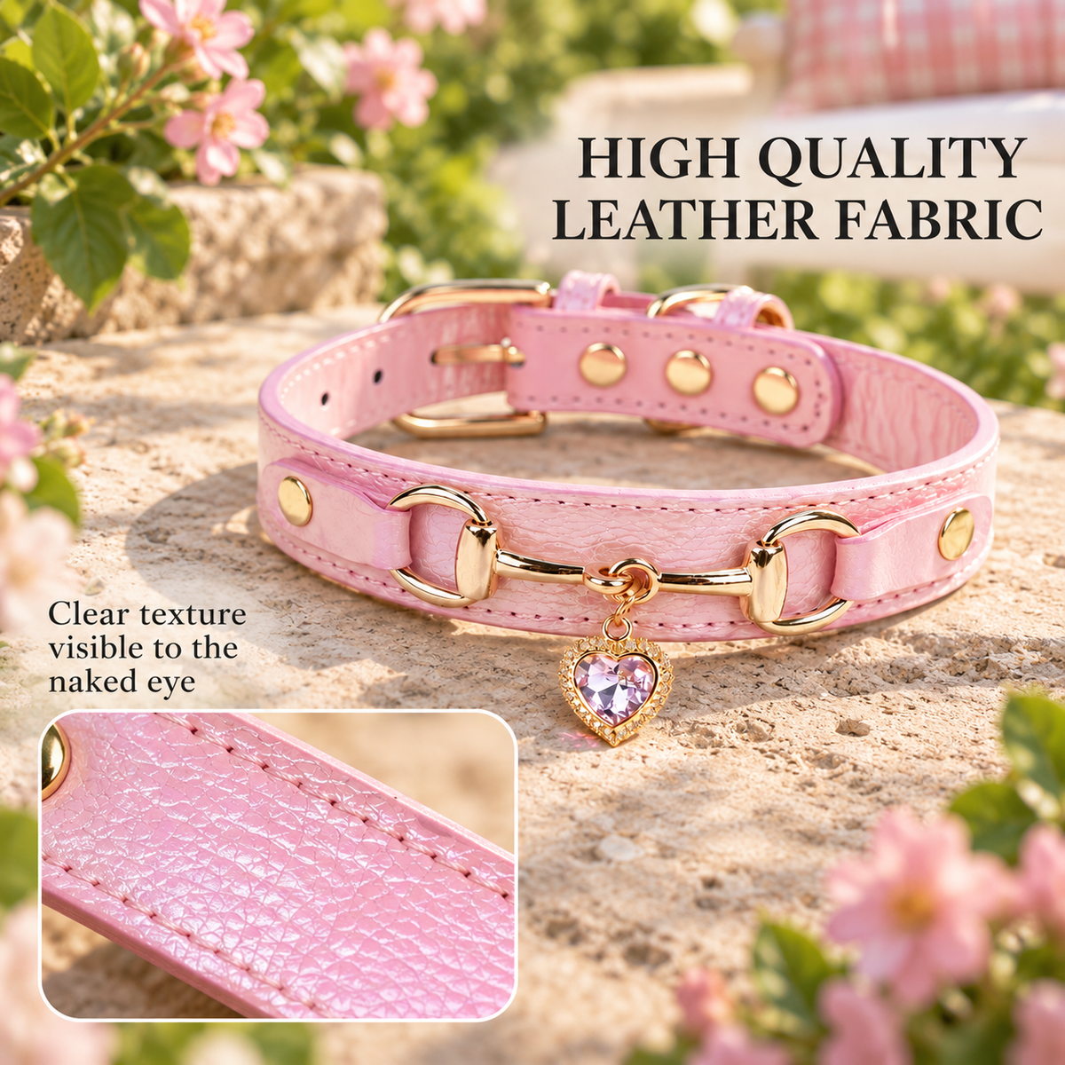 Rhinestone Heart Pet Collar