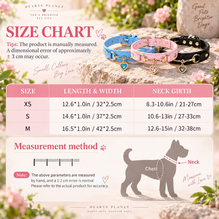 Rhinestone Heart Pet Collar