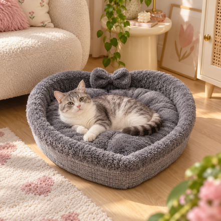 Cozy Heart Nest Cat Bed