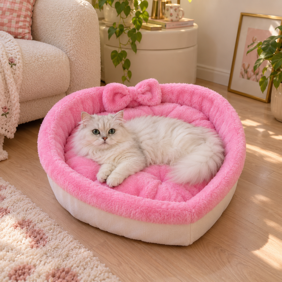 Cozy Heart Nest Cat Bed