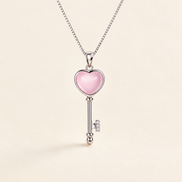 Korean Style Heart Pendant Necklace with Pink Stone