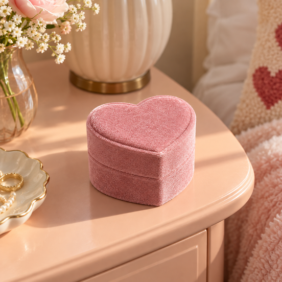 Red Heart Ring Stand with Velvet Jewelry Box (Single)