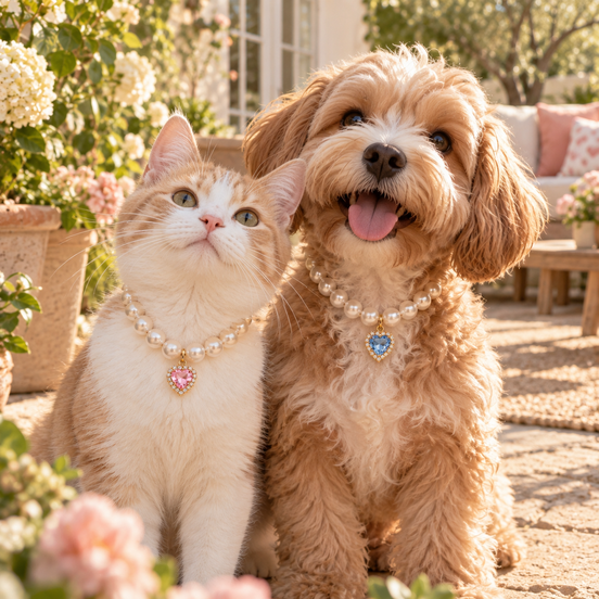 Pearl & Sparkle Pet Necklace Set