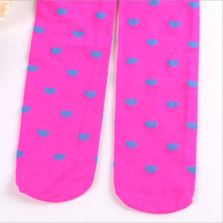Children's Tights, Velvet Leggings with Heart Design