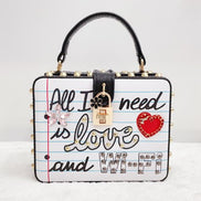 Trendy Crown Heart Letter Shoulder Handbag (One Set)