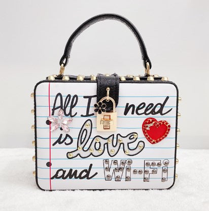 Trendy Crown Heart Letter Shoulder Handbag (One Set)
