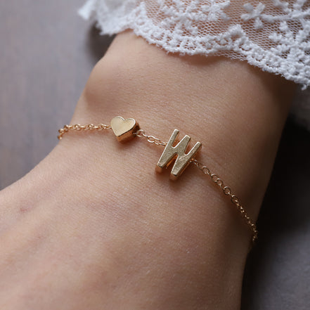 Fashionable Alloy Heart Letter Bracelet for Wholesale