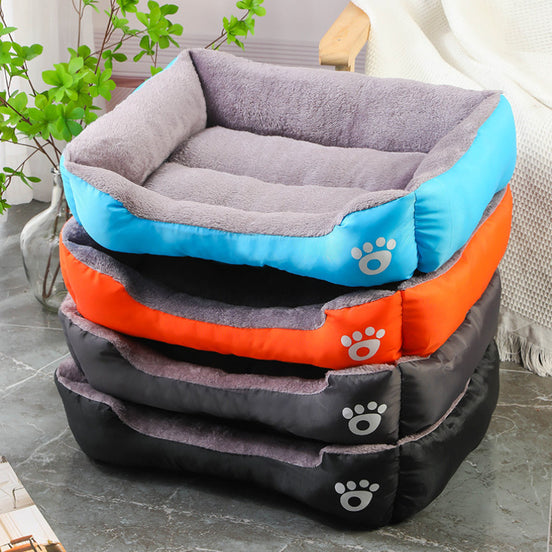 Plush Pet Bed with Paw Print Design