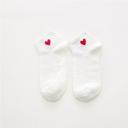 Heart Pattern Women's Cotton Short Socks