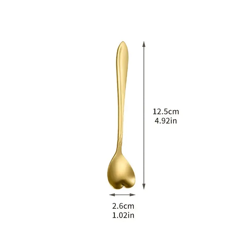 8pcs Heart Shaped Stainless Steel Spoon Set for Kitchen