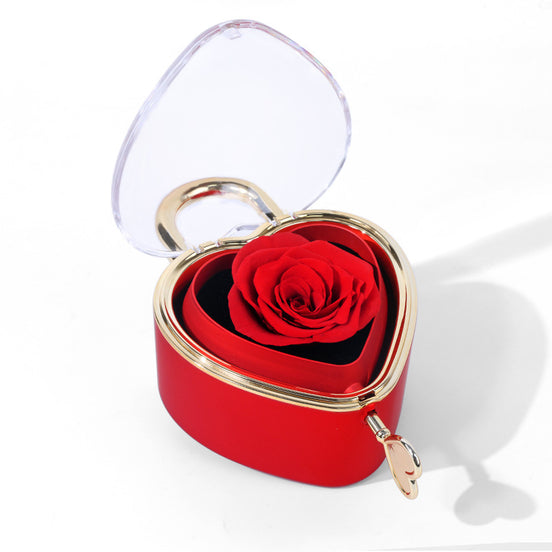 Heart Shape Flip Rose Jewelry Box Gift Set