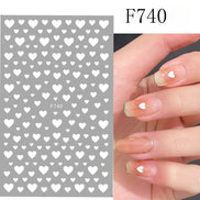 2pcs Black White 3D Love Heart Nail Art Stickers Set