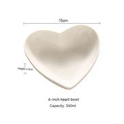 Creative Pure White Heart-Shaped Ceramic Plate Bowl