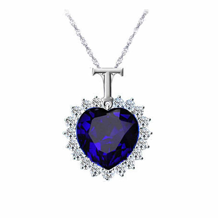 Ocean Star Heart-shaped Crystal Pendant Necklace