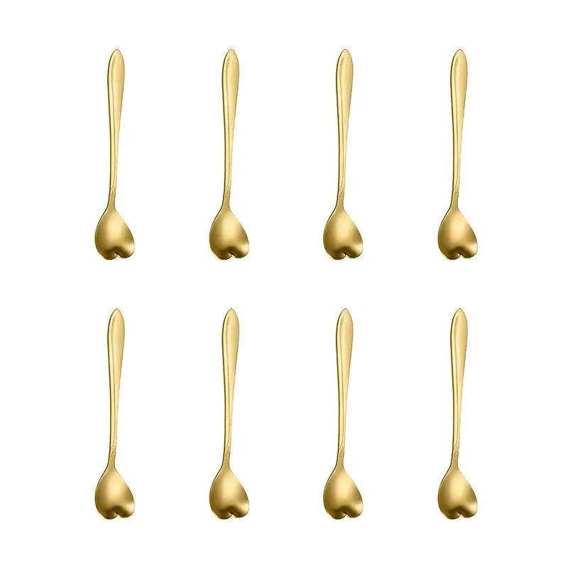 8pcs Heart Shaped Stainless Steel Spoon Set for Kitchen