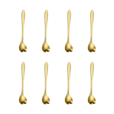 8pcs Heart Shaped Stainless Steel Spoon Set for Kitchen